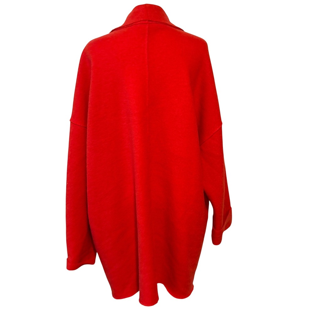 Eileen Fisher Woman Bright Red Wool Open Jacket in Size 2X - Picture 7 of 10